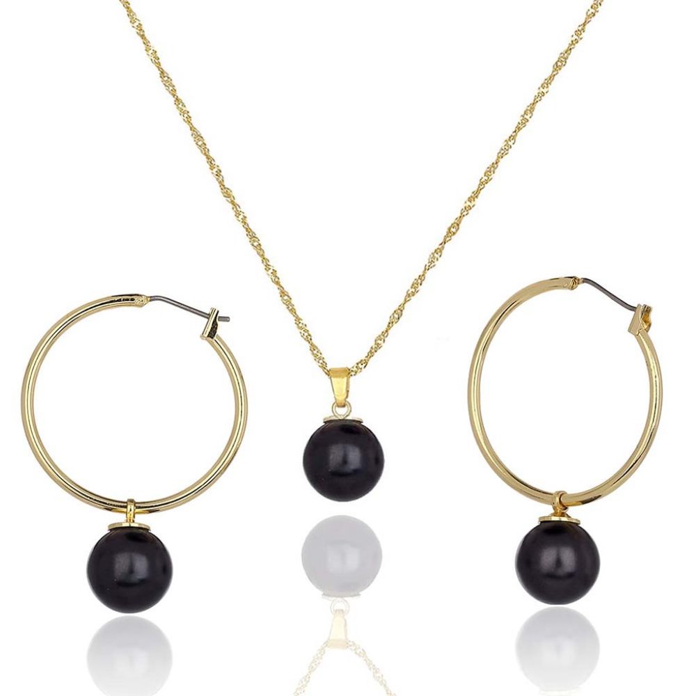 Single Pearl Necklace w/matching earring